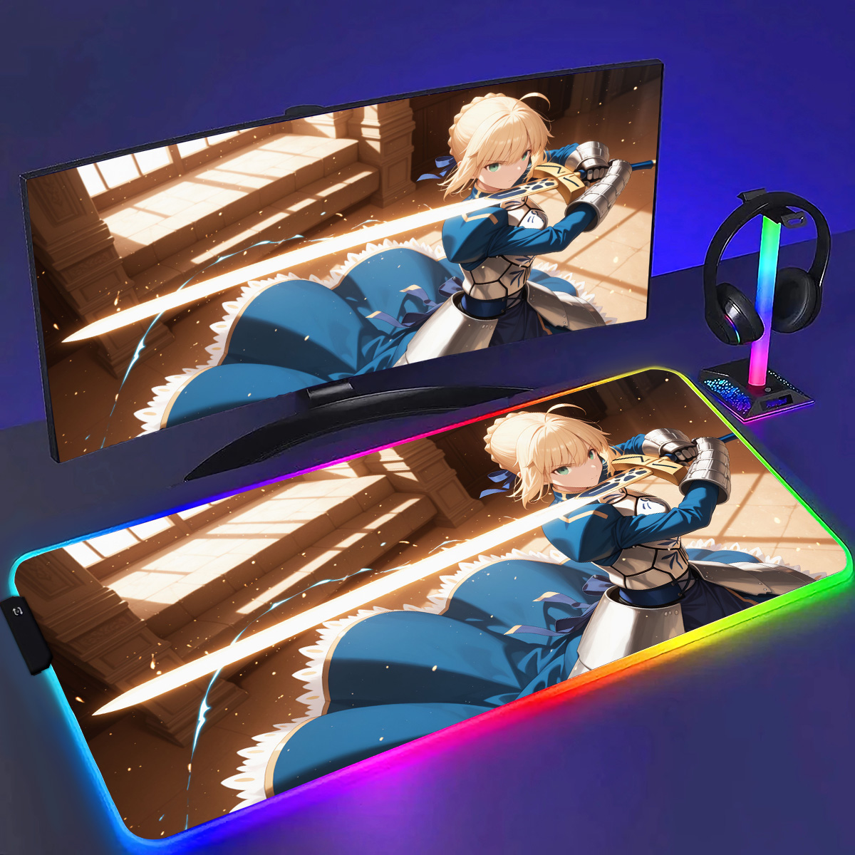 RGB Anime Fate Saber MousePad  - Esports Gaming Laptop บทวิจารณ์และราคา
