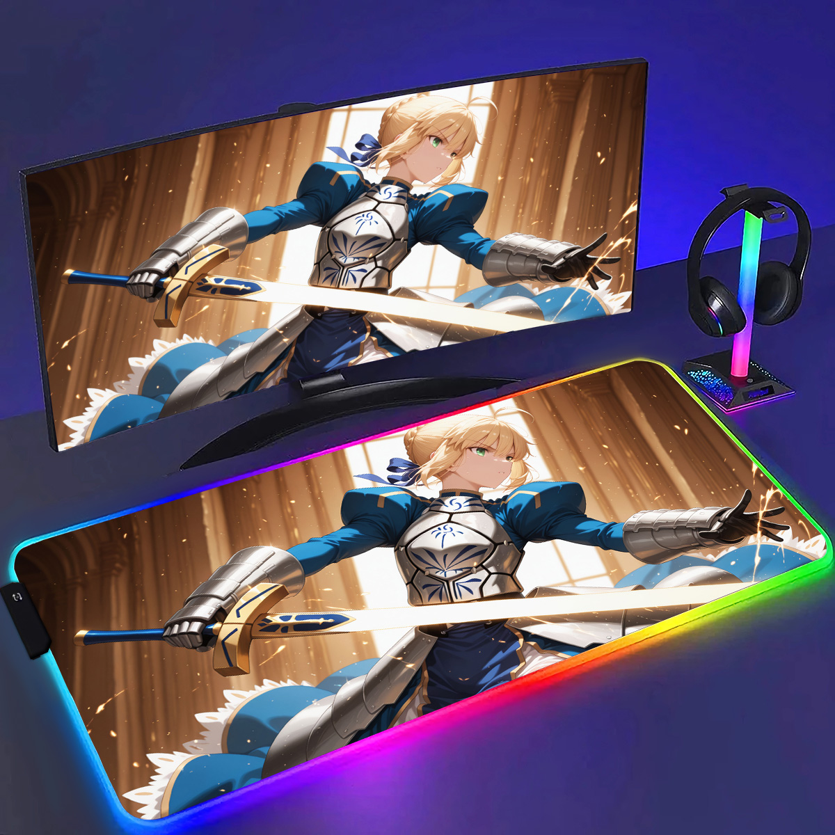 RGB Anime Fate Saber MousePad  - Esports Gaming Laptop บทวิจารณ์และราคา