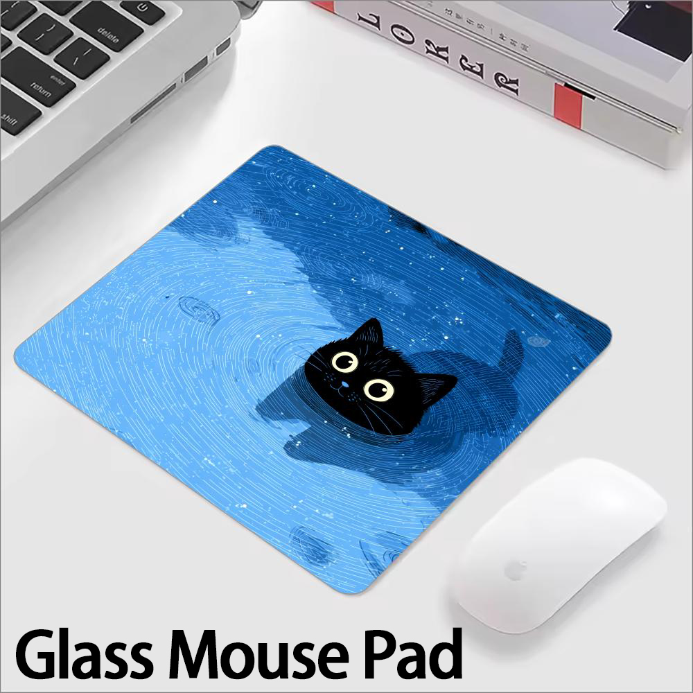 Cute Black Cat Glass Mouse Pad - Mouse Gaming Esports บทวิจารณ์และราคา