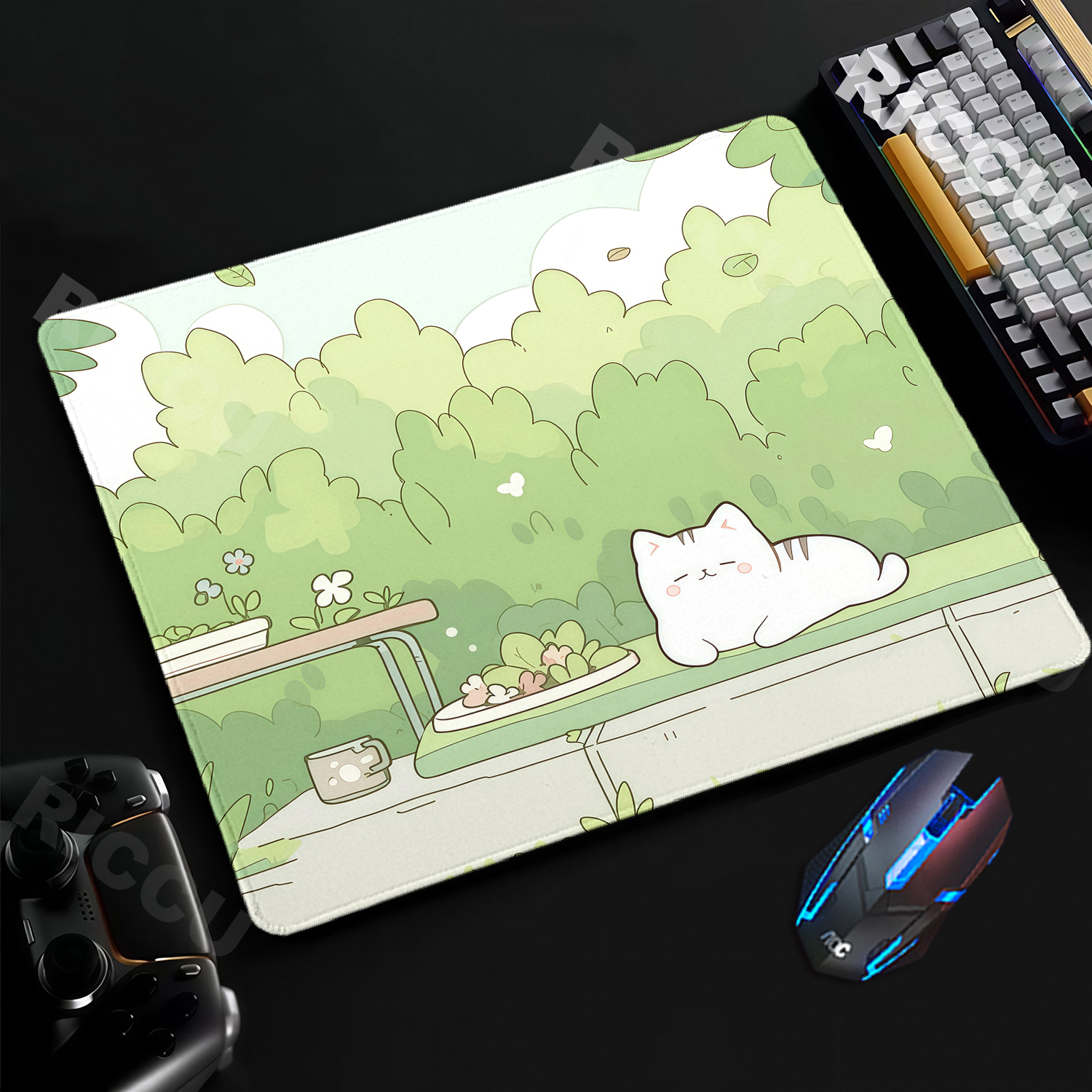 Cute White Cat Small Mousepad  - Esports Gaming Laptop บทวิจารณ์และราคา