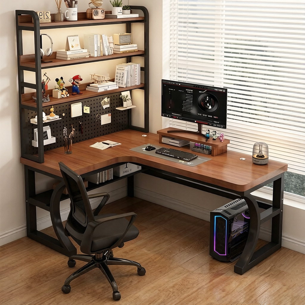 Corner Soild Wood L-Shaped Des - Esports Gaming School บทวิจารณ์และราคา